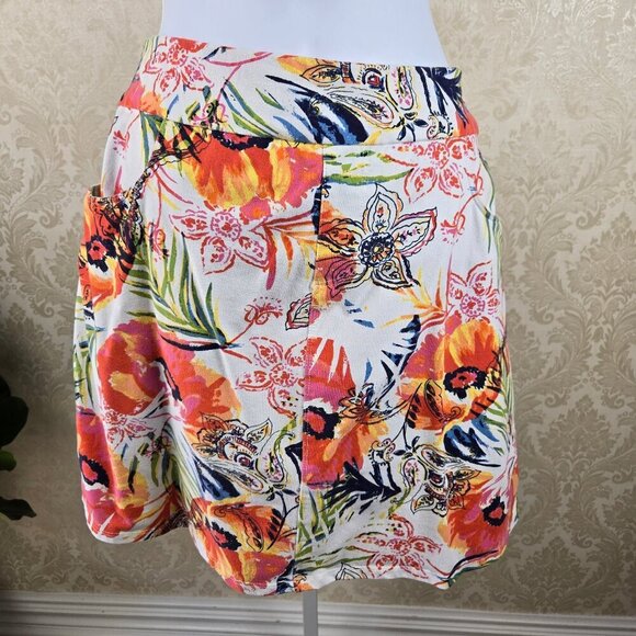 Soft Surroundings Size Large Floral Skort Elastic Pull On Style Back Pockets - Picture 1 of 13